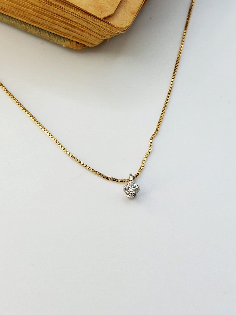 Collana Oro Giallo e Bianco 18Kt e Diamante