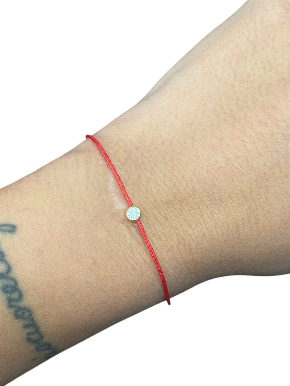 aaa4 Bracciale filo rosso argento 925 con moissanite