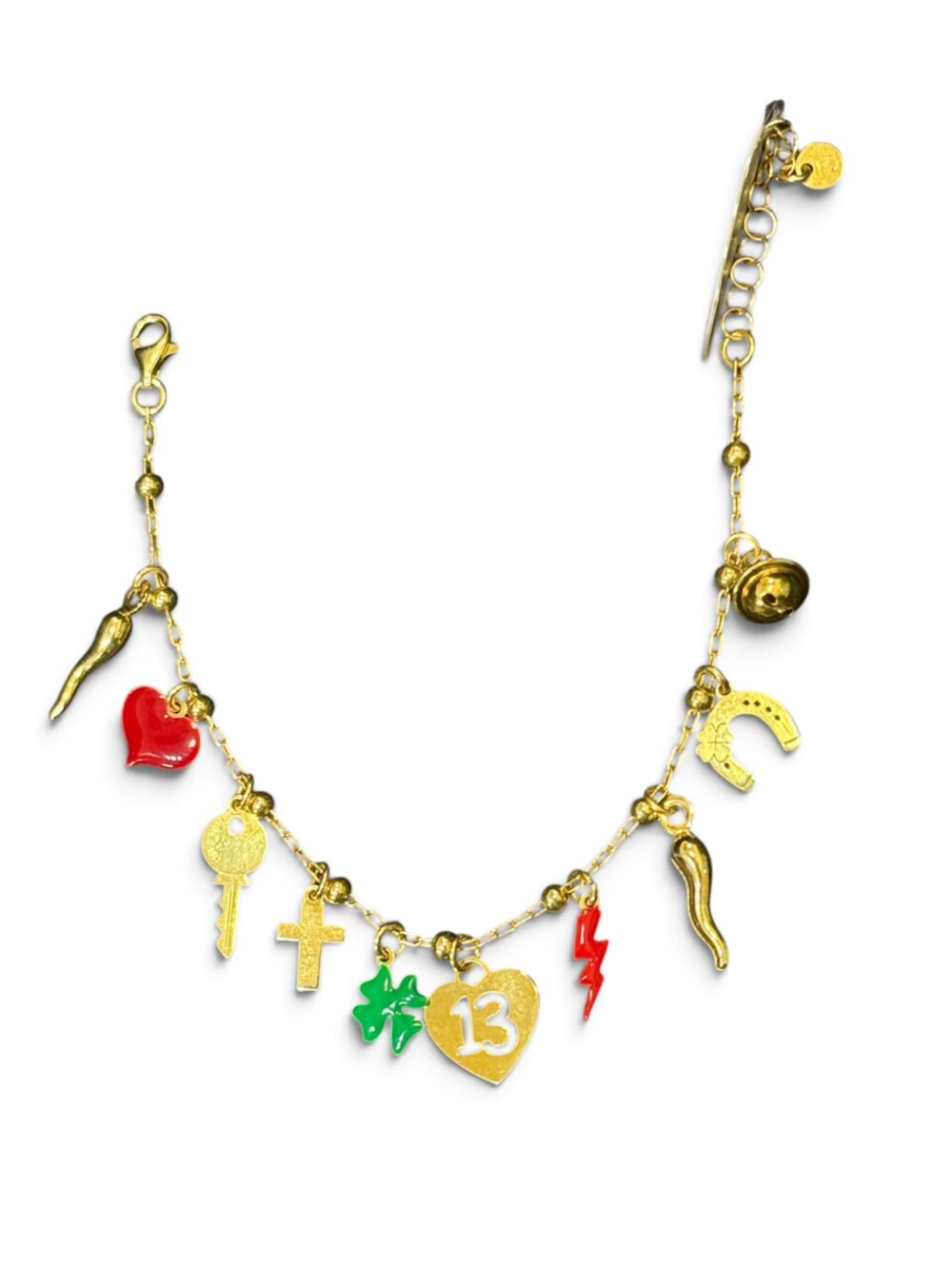 hhh2 Bracciale argento 925 con ciondoli scaramantici