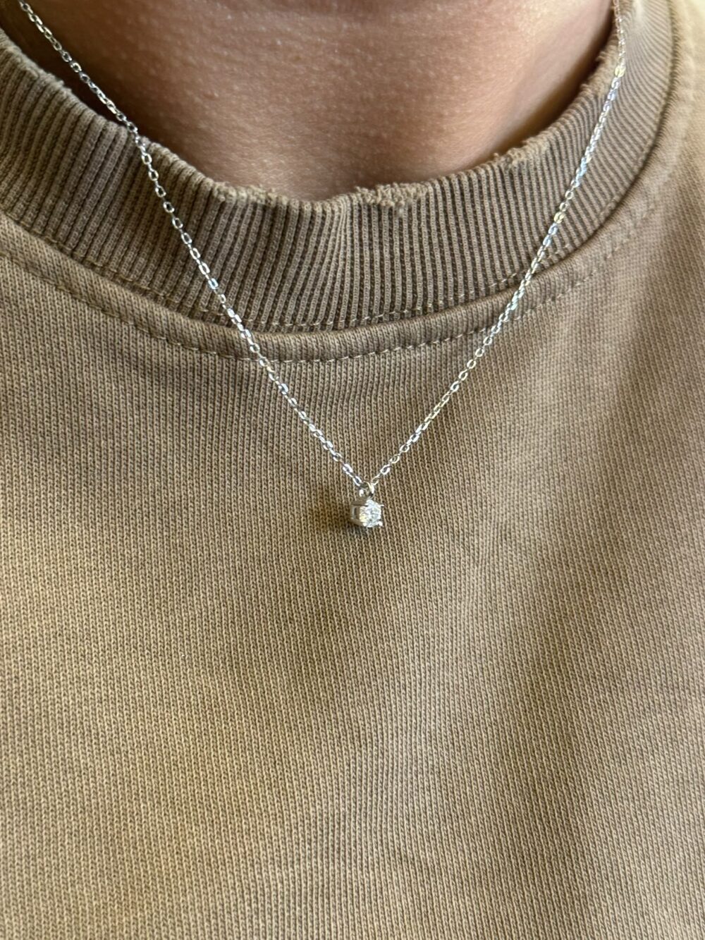 rrr Collana argento 925 con moissanite punto luce