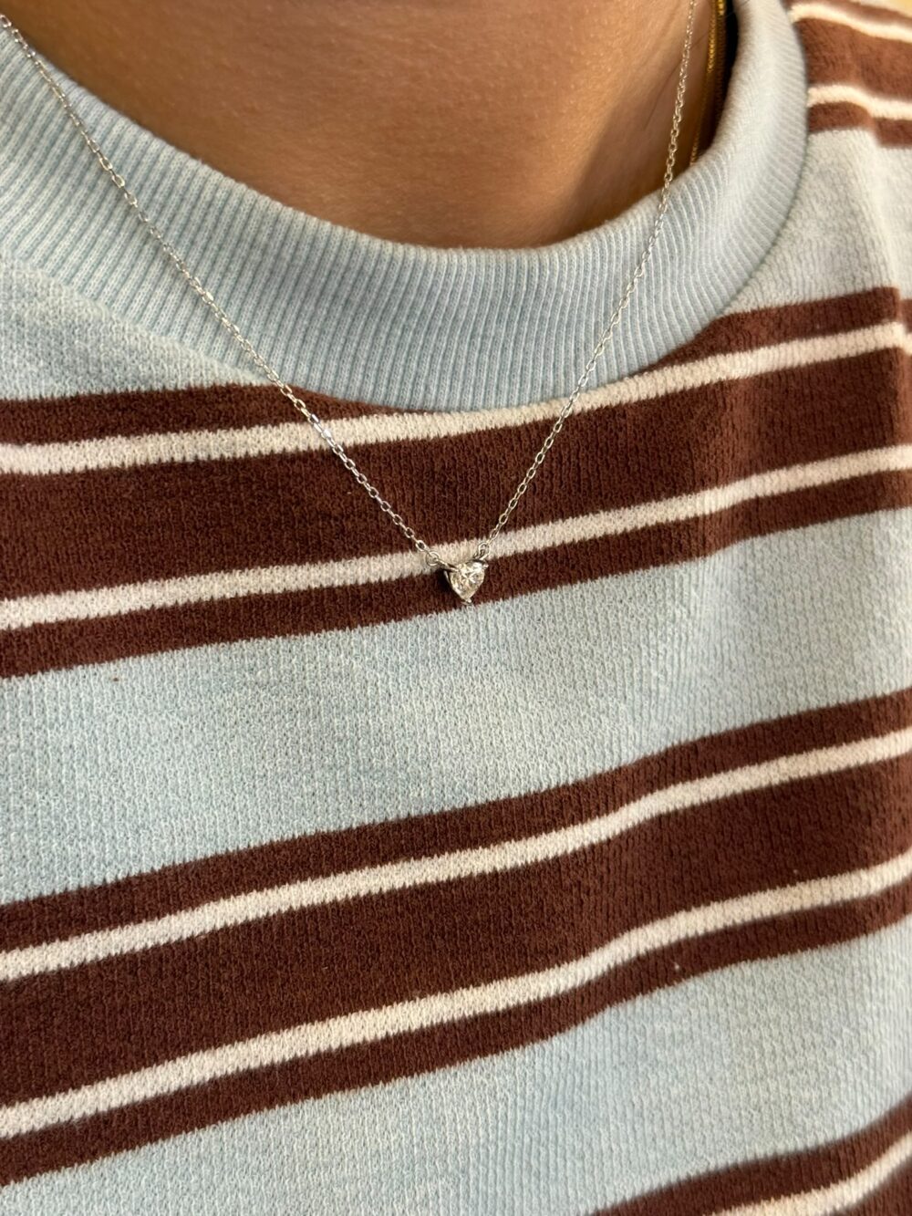 Collana argento 925 con moissanite cuore